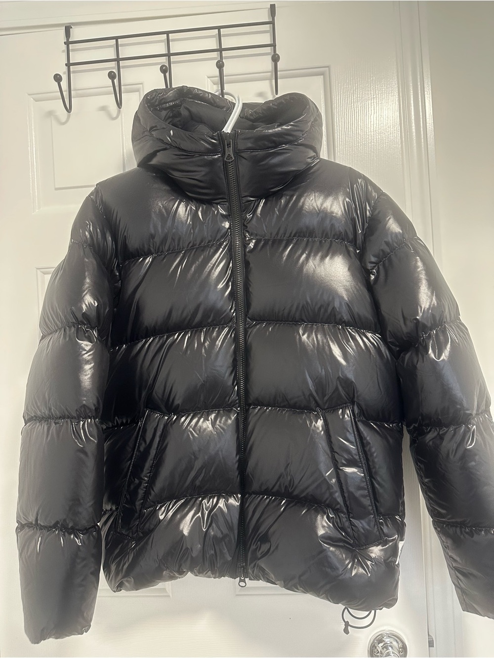 Men's Shiny Black Puffer Jacket